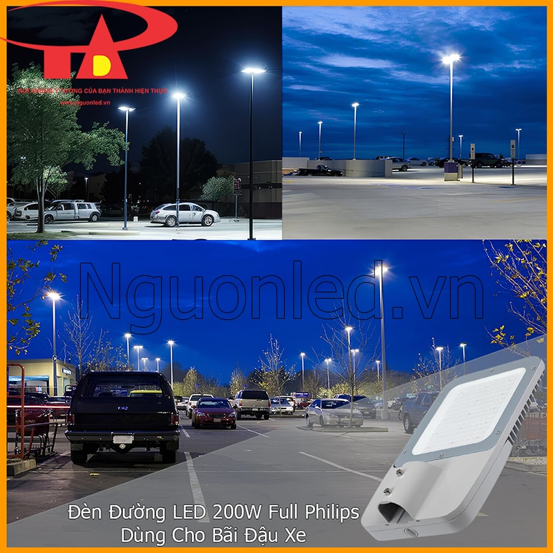 Đèn LED chiếu sáng bãi xe 200W giúp quản lý và di chuyển phương tiện an toàn ban đêm