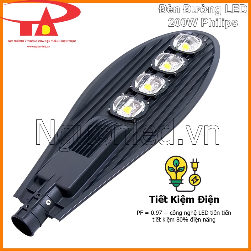 Đèn đường LED chiếc lá 200W hiệu suất cao giúp giảm chi phí chiếu sáng