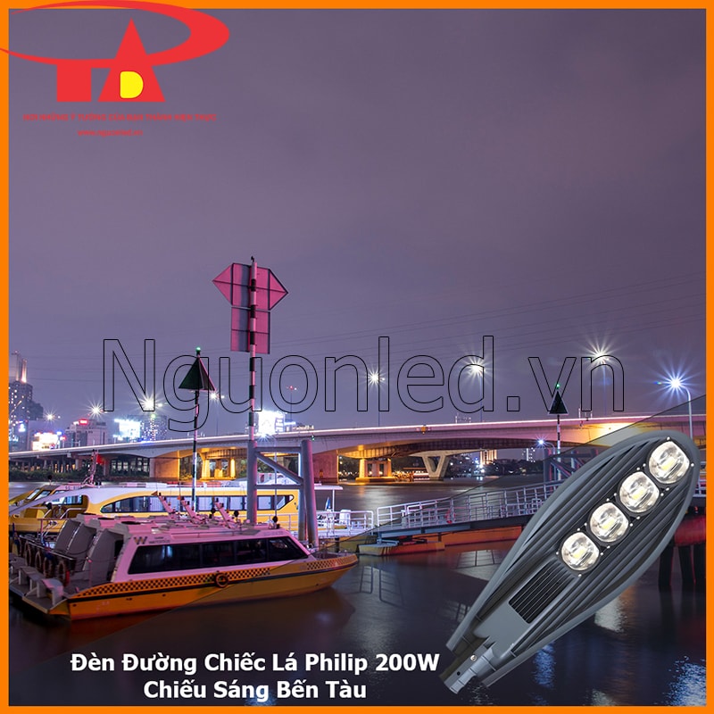 Đèn đường LED Philips 200W chiếc lá dùng cho khu vực cảng biển và bến sông