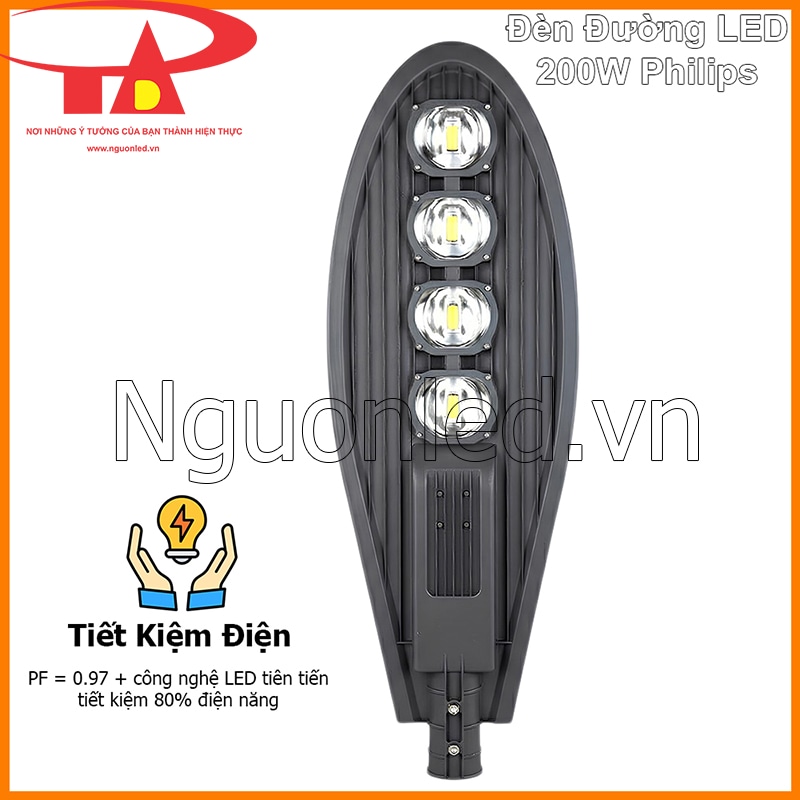 Đèn đường LED 200W Philips tiết kiệm điện năng so với đèn cao áp truyền thống