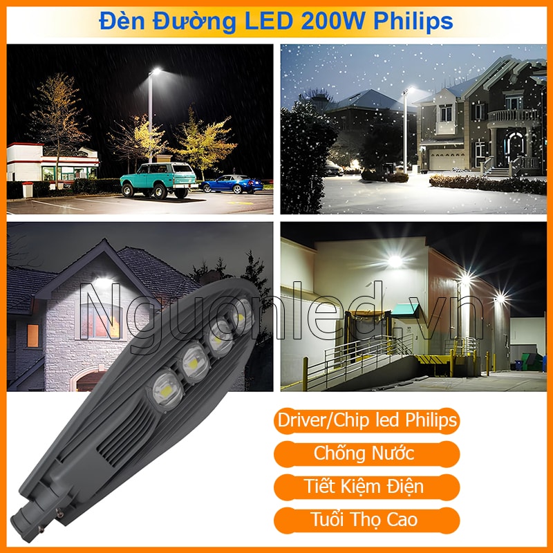 So sánh đèn đường LED chiếc lá 200W Philips với các dòng đèn đường trôi nổi