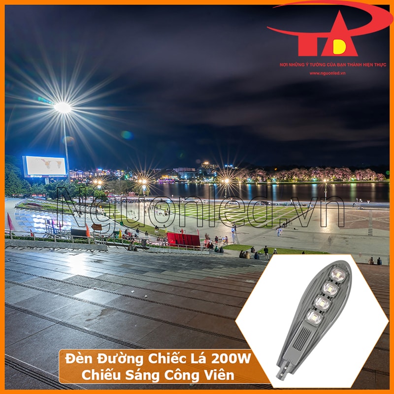 Đèn đường LED 200W Philips chiếc lá lắp cho lối đi công viên ngoài trời