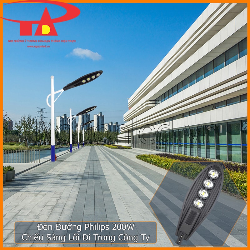 Đèn đường LED 200W kiểu chiếc lá chiếu sáng khuôn viên công ty
