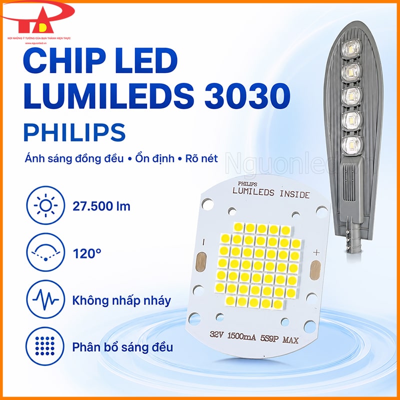 Chip Lumileds 3030 Philips dùng cho đèn đường LED 250W hình chiếc lá 