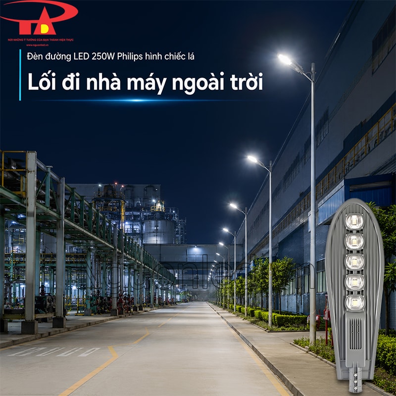 Đèn đường 250W Philips hình chiếc lá chiếu sáng lối đi nhà máy ngoài trời 