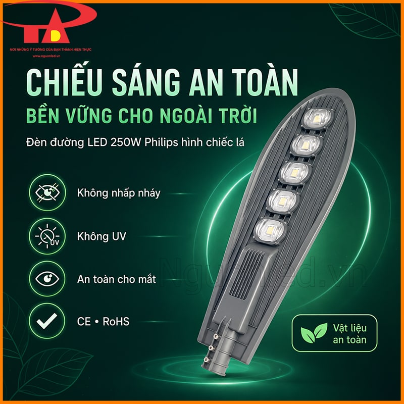 Đèn đường LED 250W Philips hình chiếc lá với thông tin không nhấp nháy và không UV