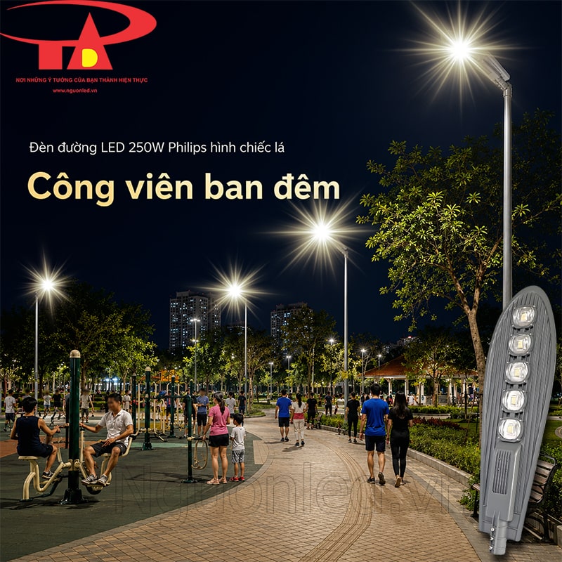 Đèn đường LED 250W Philips hình chiếc lá chiếu sáng lối đi công viên ban đêm