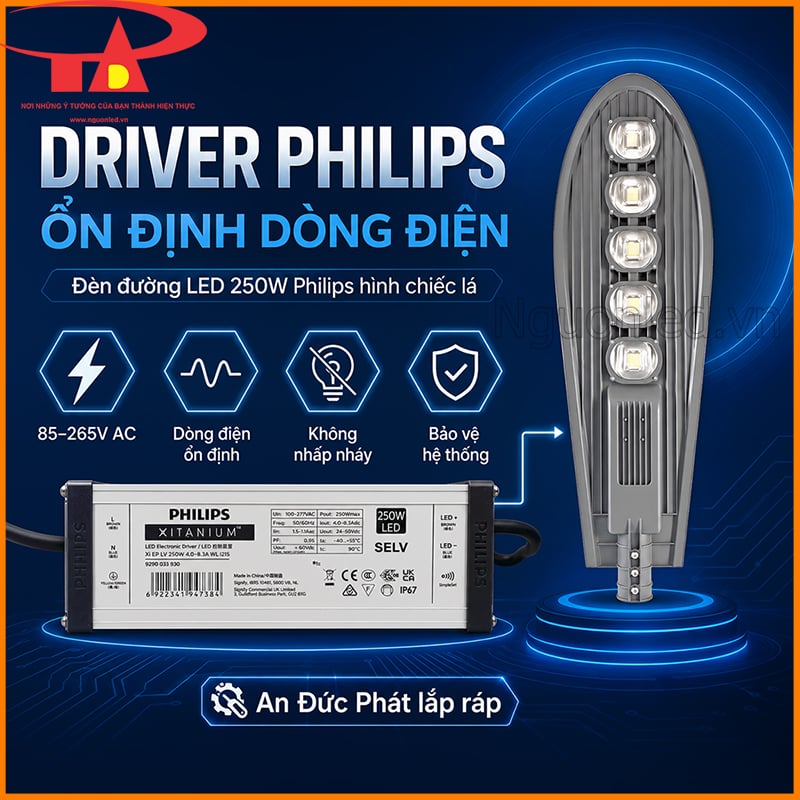 Driver Philips Xitanium dùng cho đèn đường LED 250W Philips hình chiếc lá  