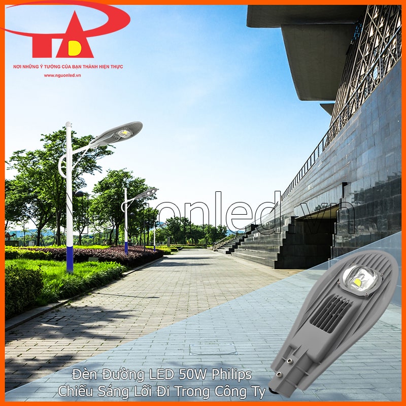 Đèn đường LED chiếc lá 50W Philips chiếu sáng lối đi ngoài trời và khuôn viên công ty