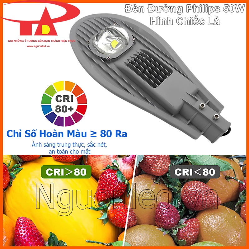 Ánh sáng trung thực từ đèn đường LED 50W Philips chiếc lá với chỉ số hoàn màu cao
