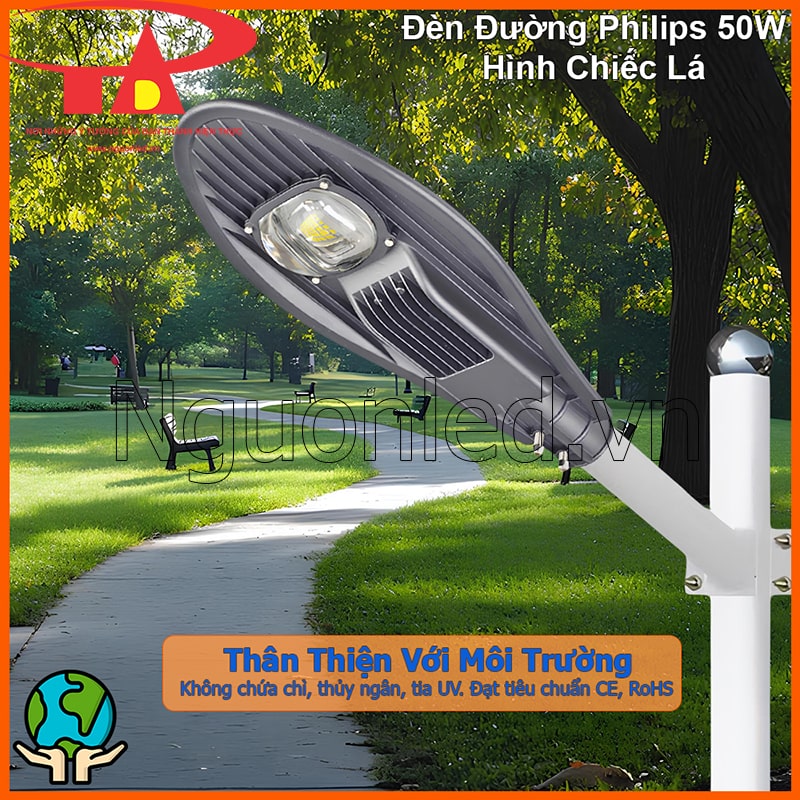 Đèn đường Philips 50W hình chiếc lá không chứa thủy ngân an toàn cho môi trường