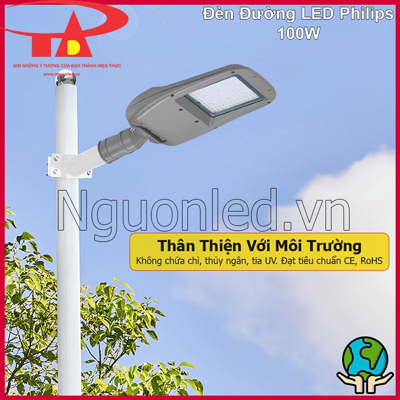 Đèn đường Philips 100W không chứa thủy ngân và tia UV an toàn cho môi trường