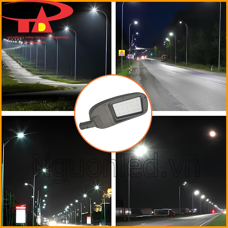 Đèn đường Philips NST 150W đặt giữa các tuyến đường chiếu sáng ban đêm