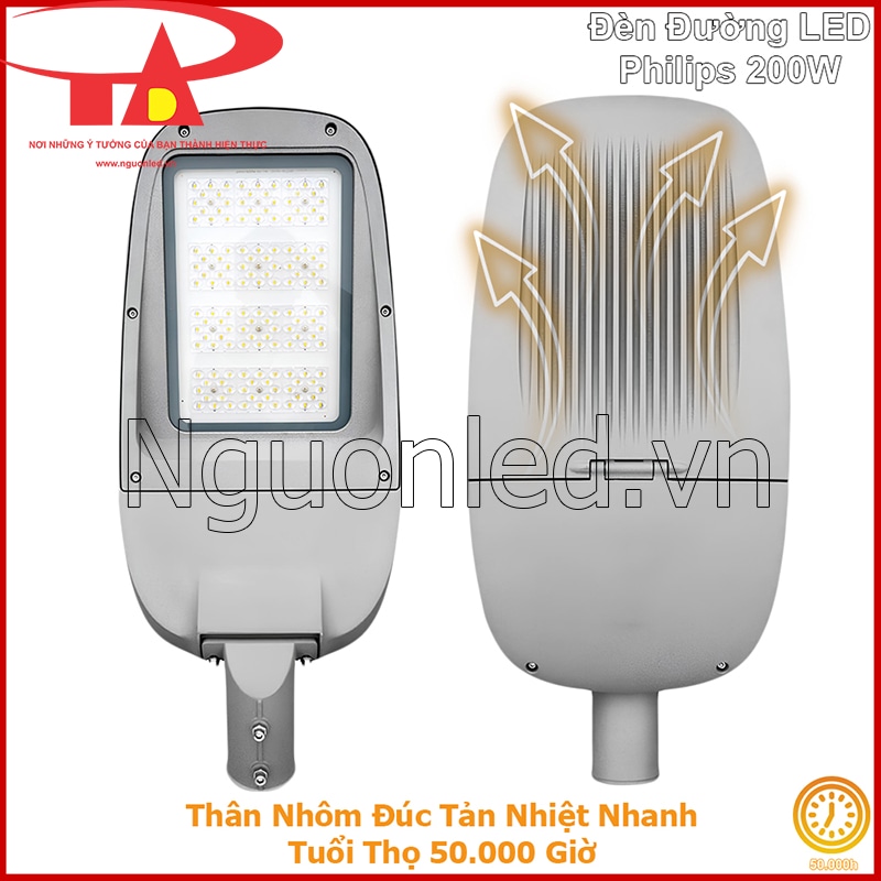 Mặt trước và mặt sau của đèn đường Philips NST 200W
