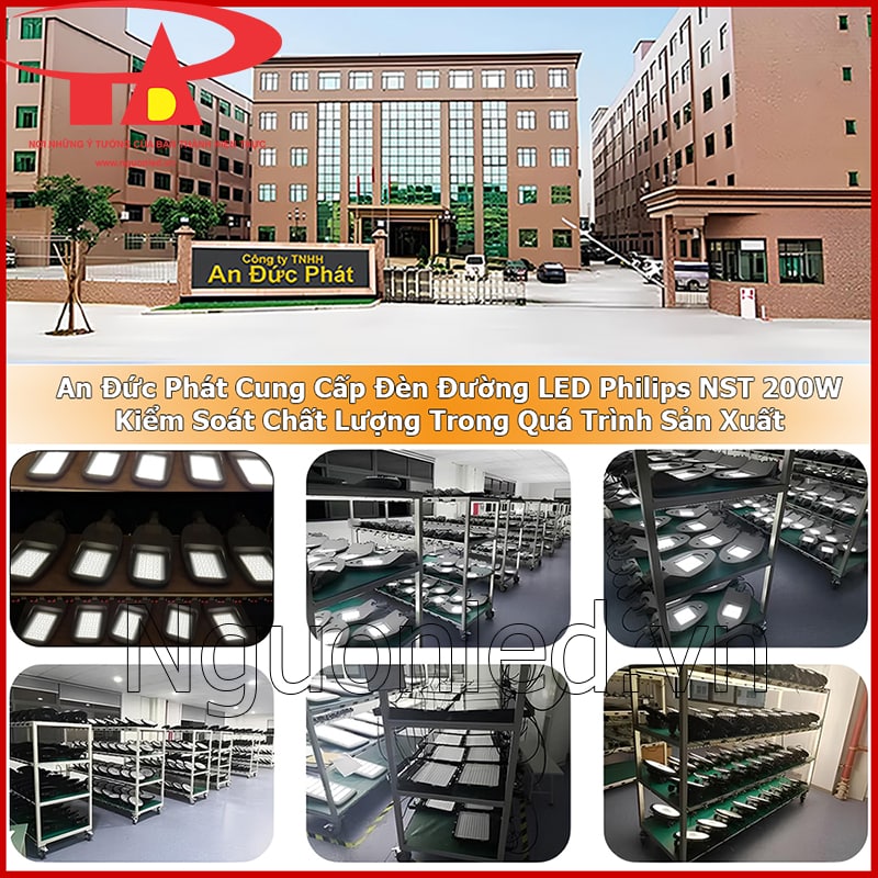 An Đức Phát kiểm tra đèn đường LED Philips 200W trước khi giao hàng