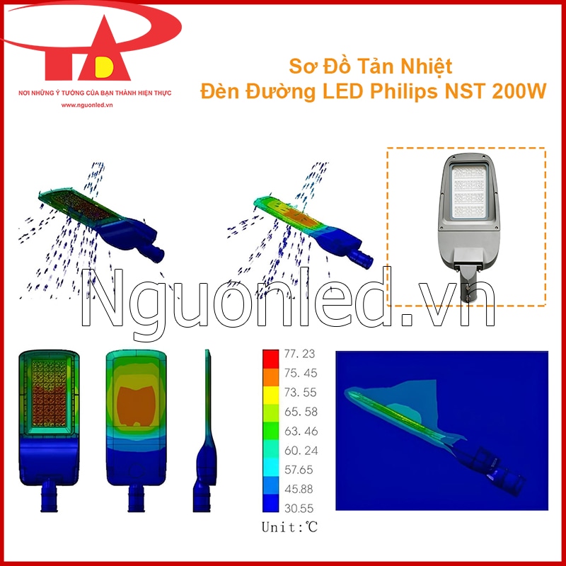 Thân nhôm đúc sơn tĩnh điện của đèn đường LED Philips NST 200W