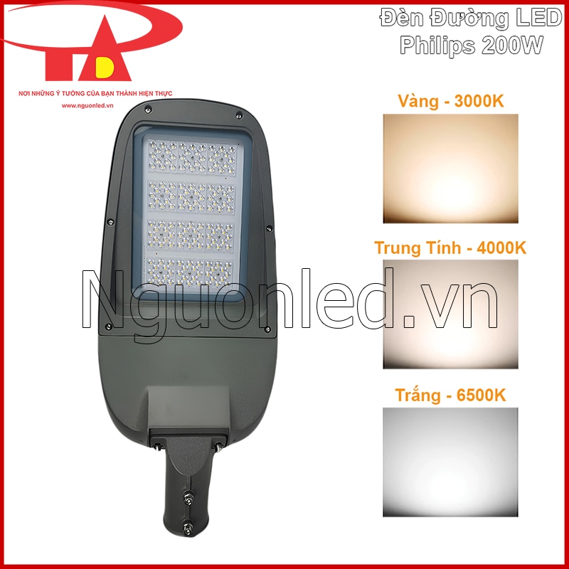 Sơ đồ ba màu ánh sáng 3000K 4000K và 6500K của đèn đường Philips 200W