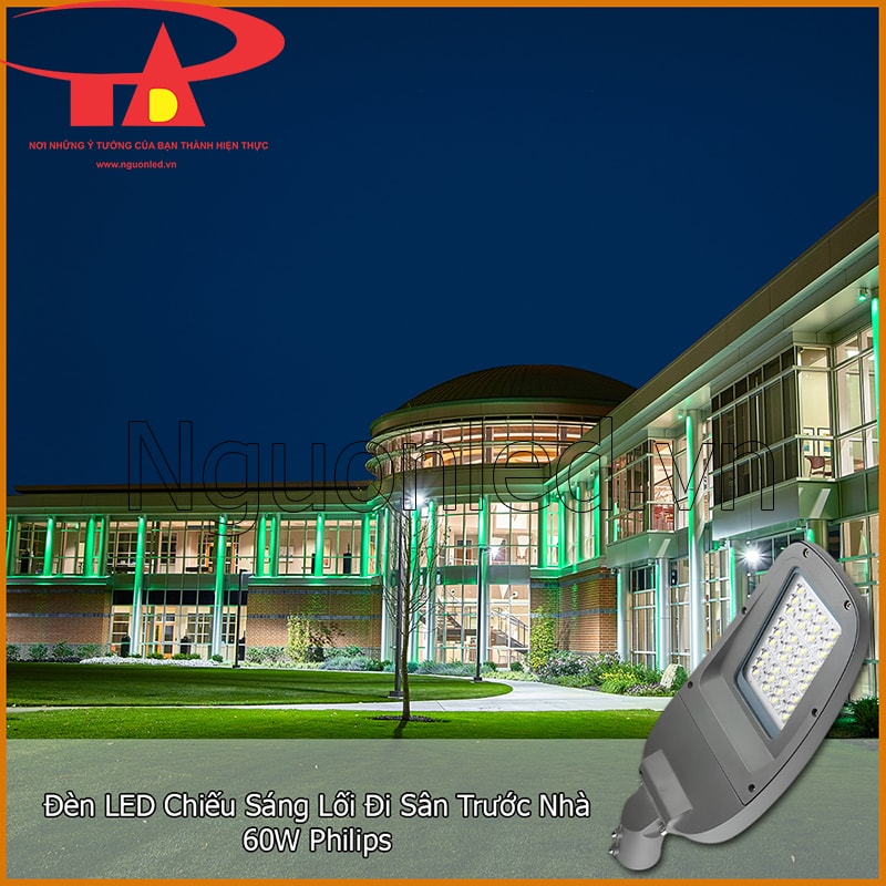 Đèn LED chiếu sáng lối đi sân trước nhà vào ban đêm