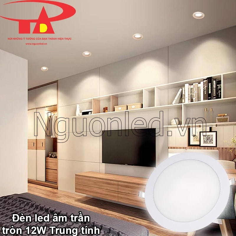 Đèn downlight 12W vàng tạo không gian ấm áp cho phòng ngủ