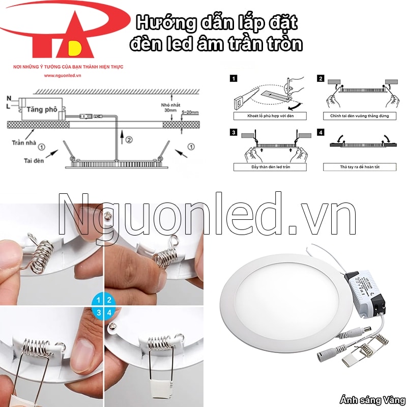 Hướng dẫn lắp đặt đèn led âm trần 12W tròn