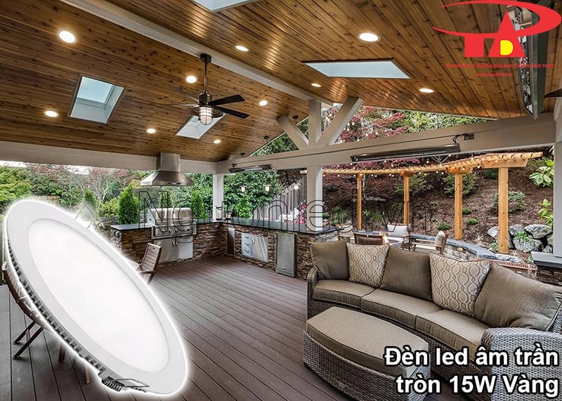 Đèn led âm trần 15W - Ánh sáng ấm áp cho phòng khách ngoài trời