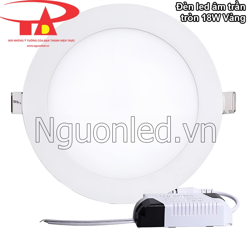 Đèn led âm trần 18W tròn màu vàng, ánh sáng ấm áp