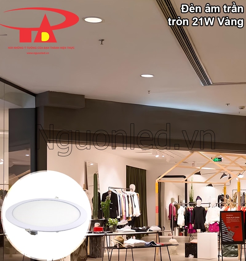 Đèn led âm trần tròn vàng, phù hợp không gian cửa hàng