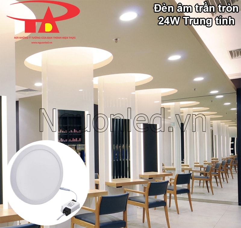 Đèn led âm trần tròn 24W, tiết kiệm điện cho trung tâm thương mại