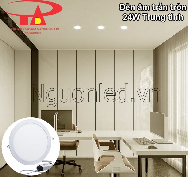 Đèn downlight âm trần 24W, văn phòng làm việc hiện đại