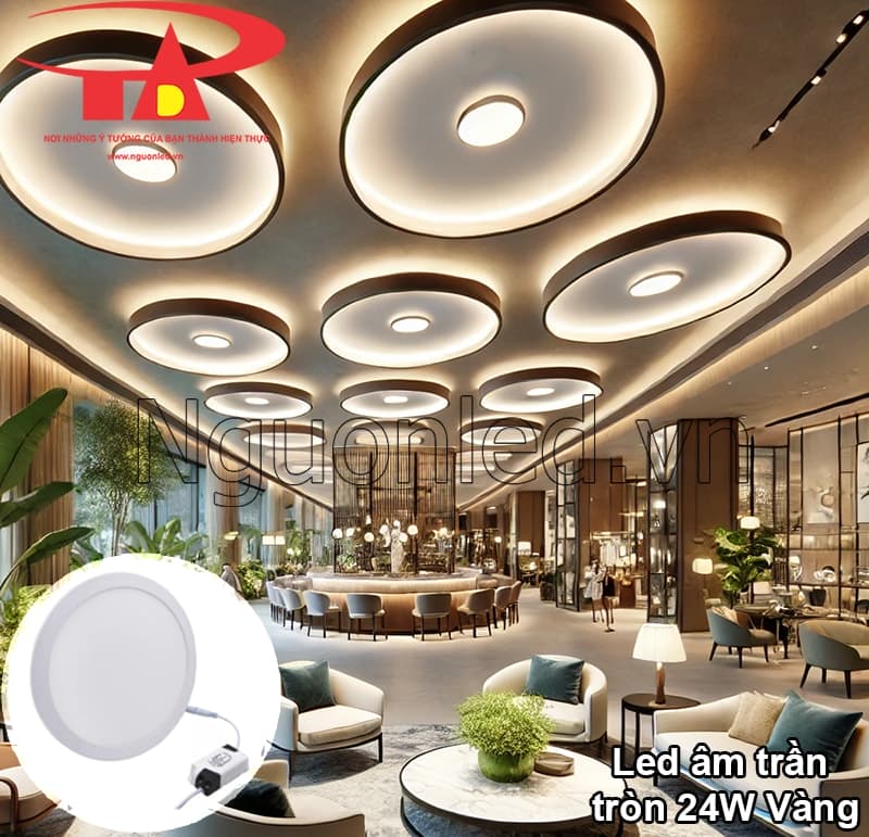 Đèn led âm trần vàng, tiết kiệm điện cho trung tâm thương mại