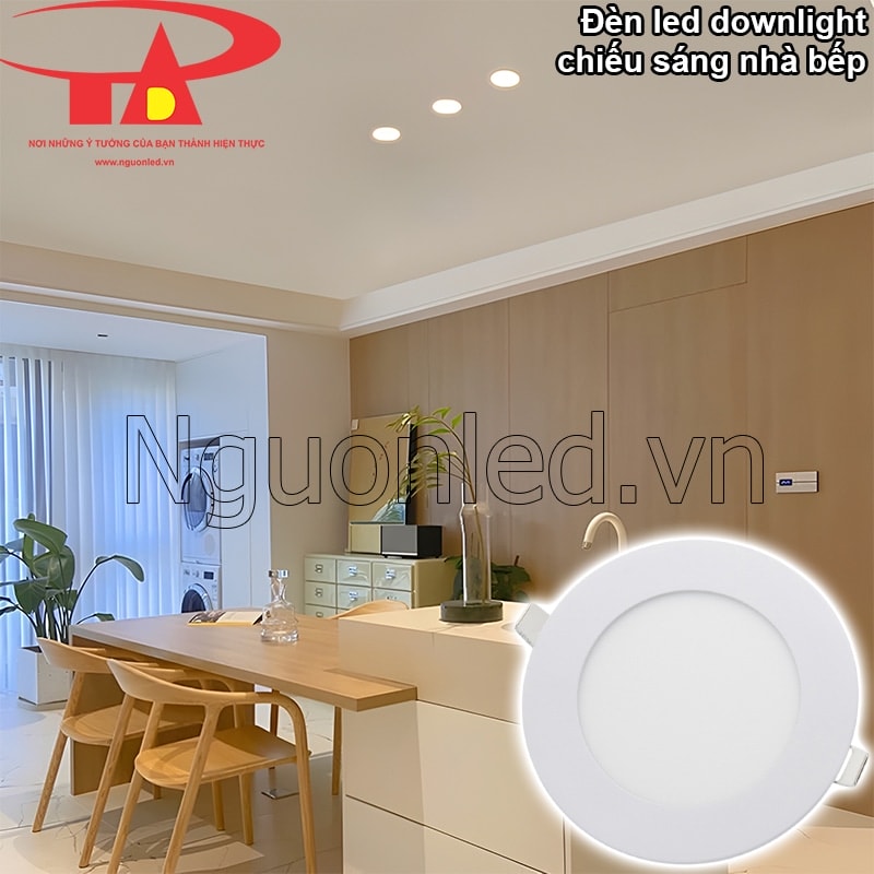 Nhà bếp ấm cúng với đèn downlight âm trần 4W vàng