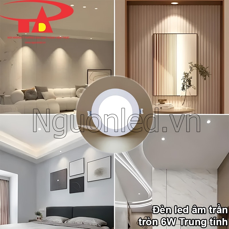 Đèn led âm trần 6W tròn trung tính - Ánh sáng trung thực cho mọi không gian