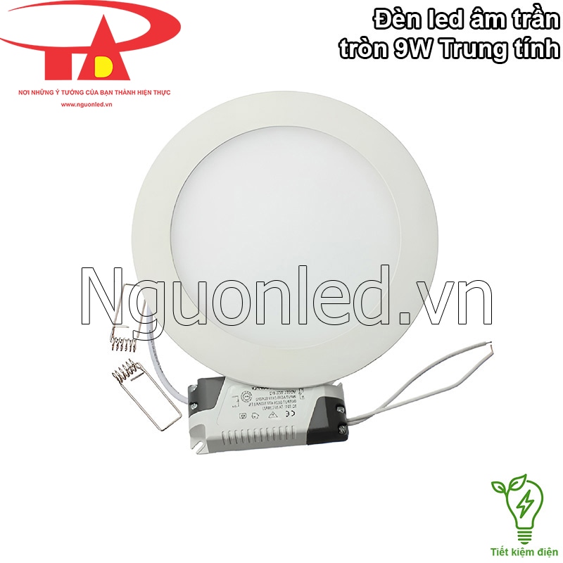 Đèn led âm trần 9W tròn màu trung tính tiết kiệm điện năng