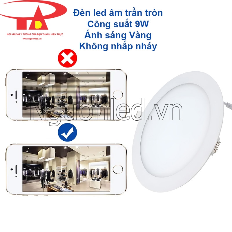 Bóng đèn downlight 9W vàng - Ánh sáng không nhấp nháy