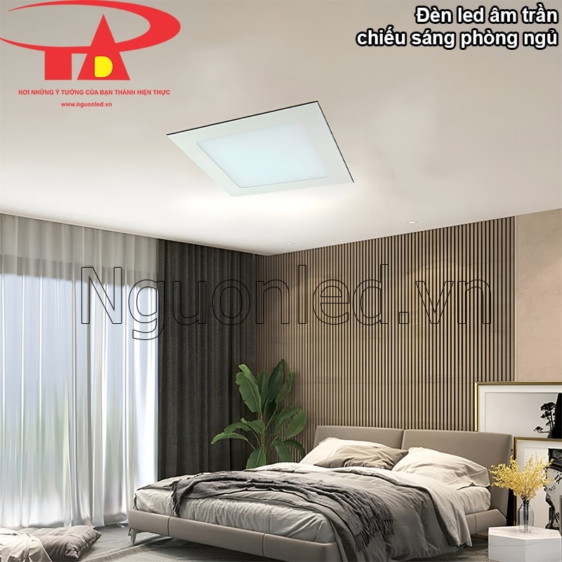 Đèn downlight vuông vàng cho phòng ngủ thư giãn