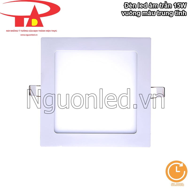 Đèn âm trân vuông 15W với tuổi thọ lên đế 50.000h