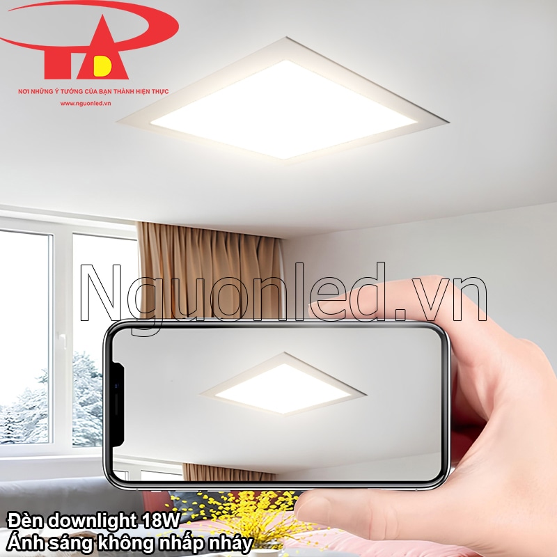 Đèn downlight vuông 18W: Ánh sáng ổn định, không nhấp nháy