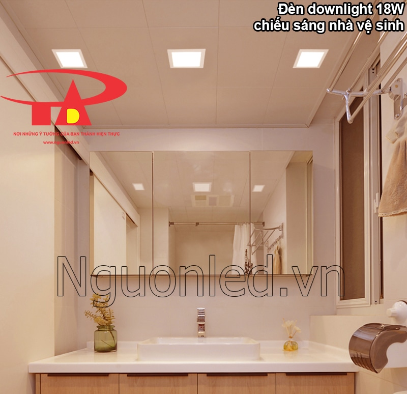 Đèn downlight 15W màu vàng chiếu sáng rõ nét cho nhà vệ sinh