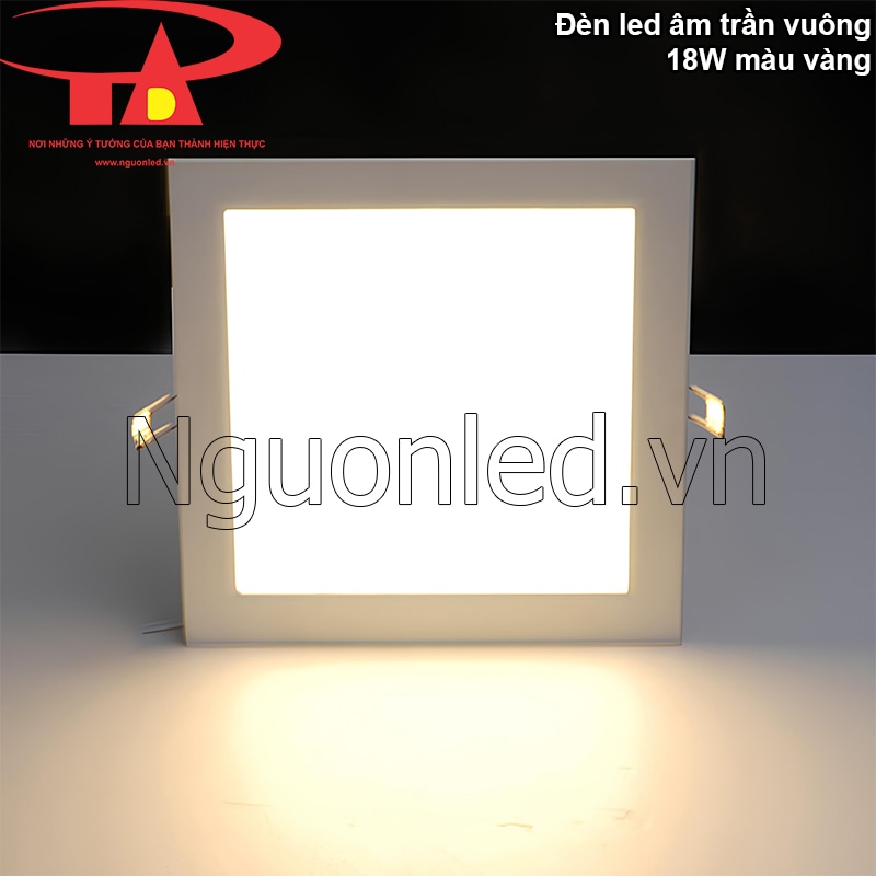 Ánh sáng vàng dịu nhẹ của đèn downlight 15W vuông