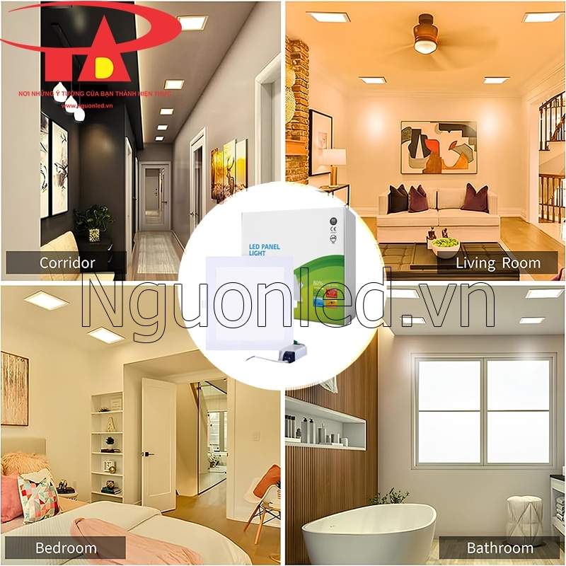 Đèn led âm trần vuông 24W 3 màu chiếu sáng không gian nội thất