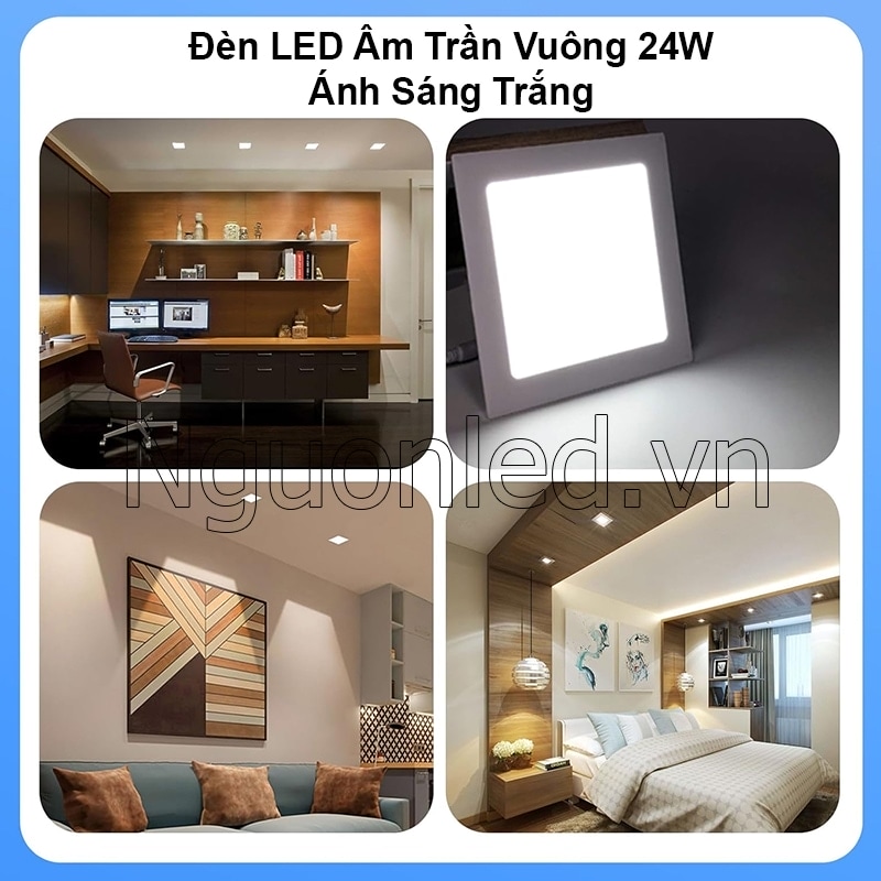 Đèn led âm trần vuông 24W ánh sáng trắng dùng cho nội thất