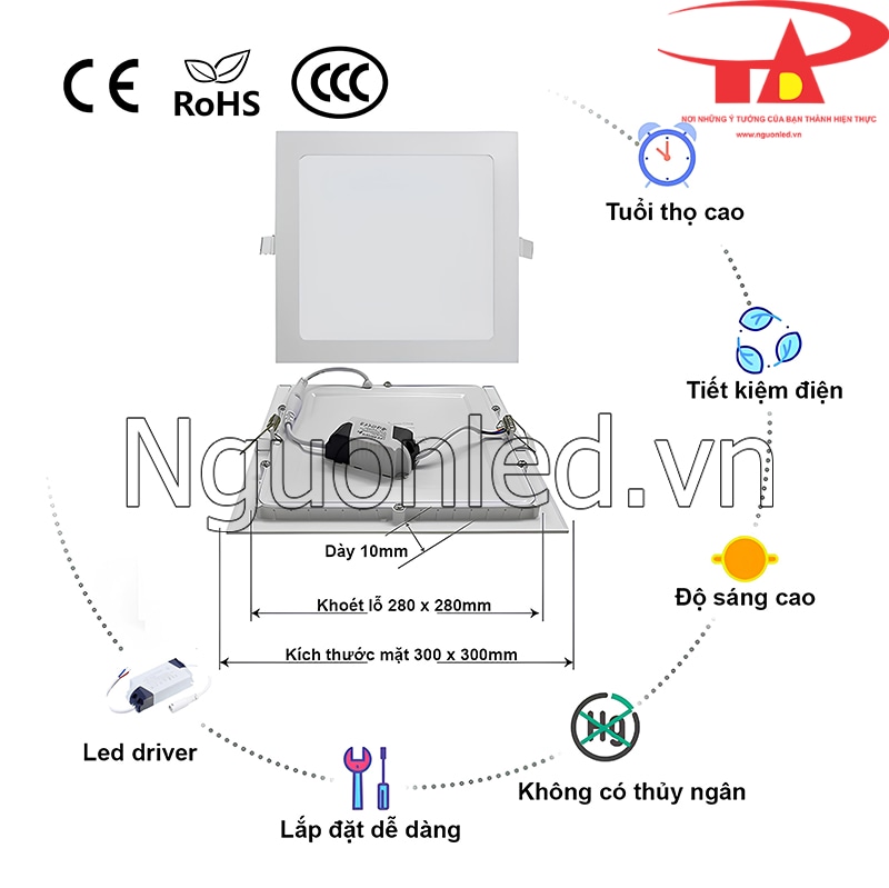 Lắp đặt đèn led âm trần dễ dàng, nhanh chóng với thiết kế siêu mỏng