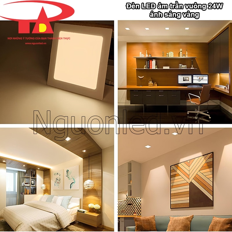 Đèn led âm trần 24w vuông dùng cho không gian nội thất