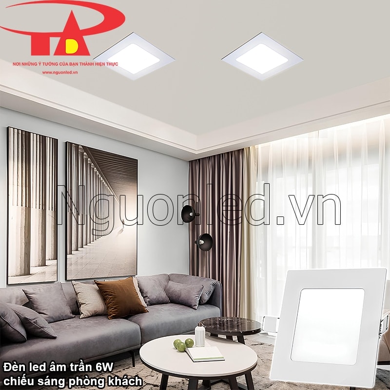 Phòng khách thêm sang trọng, ấm cúng với đèn downlight 3 màu hiện đại