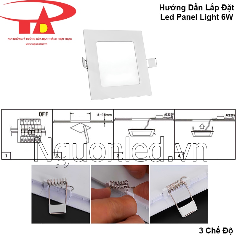 Hướng dẫn lắp đặt đèn led âm trần vuông 3 màu chi tiết, dễ hiểu