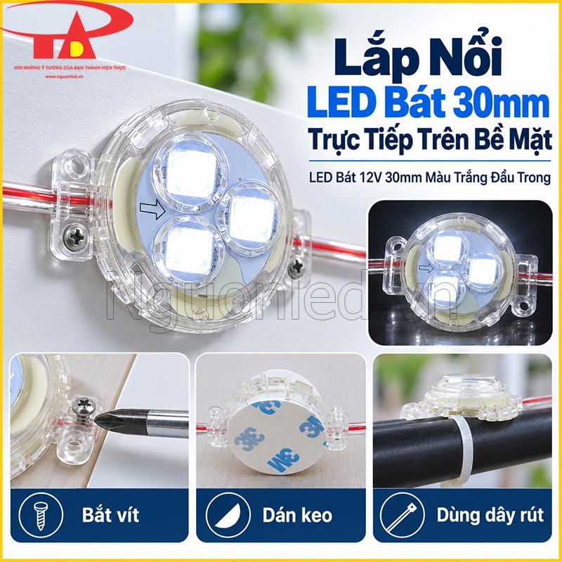 Dây LED bát F30 đầu trong ánh sáng trắng dùng cho kiểu lắp nổi trên bề mặt