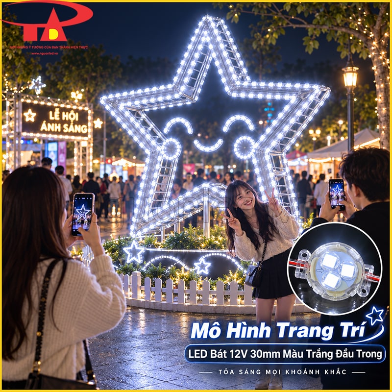  LED bát F30 12V ánh sáng trắng đầu trong dùng trên mô hình trang trí