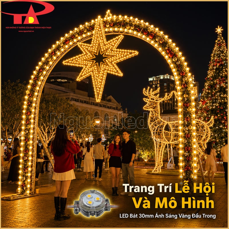 Cổng lễ hội và ngôi sao được viền bằng LED bát F30 12V màu vàng đầu trong