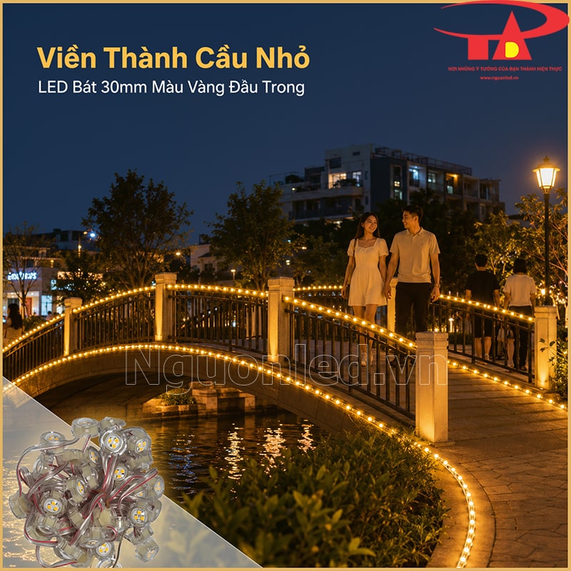 Thành cầu nhỏ chạy LED bát F30 màu vàng đầu trong dọc lan can và đường cong mặt cầu
