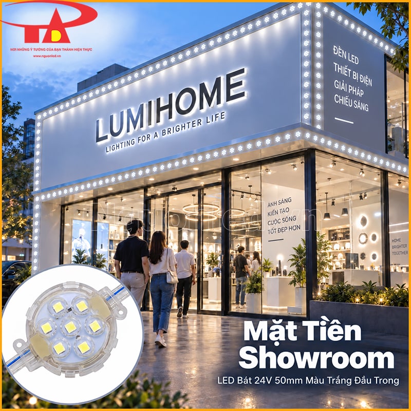 Mặt tiền cửa hàng trang trí bằng LED bát 24V 50mm màu trắng đầu trong